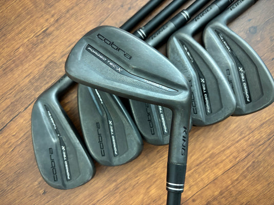 (+1”) Cobra King Forged TEC X Black Iron Set 5-PW / Regular Flex Graphite